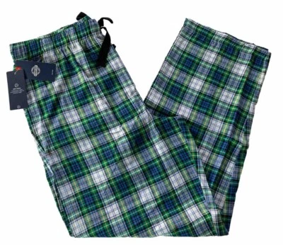 Pantalones de salón para dormir IZOD para hombre tejidos de algodón al tacto suave verde tartán a cuadros L XL Foto 1 de 4