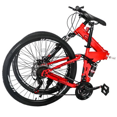26" Folding Mountain Bike 21 Speed Men Bikes MTB Bicycle School Dual Disc Brake - Image 1 of 4