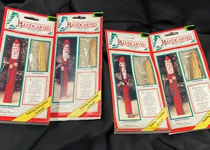 Vintage NOS RTP Matita Babbo Natale in legno intagliato a mano Natale 4-3/4 alta set di -4 - Foto 1 di 8