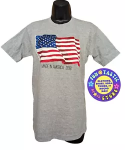 T-shirt "Made in America 2018" Grey with US Flag. Sz S (34-36). UNISEX - Picture 1 of 5
