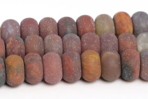 Genuine Natural Matte Ocean Fossil Agate Beads AAA Rondelle Loose Bead 6x4/8x5MM