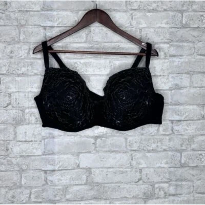 Avenue Body Cobertura Completa Con Aros Talla 46DD Encaje Negro con Brillo Metálico Foto 1 de 4