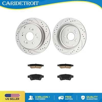 Rotores traseros perforados y pastillas de freno de cerámica para Honda Odyssey 2005-2010 Foto 1 de 4