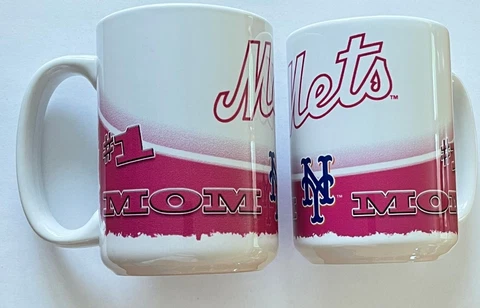 Set of 2 MLB New York Mets 15 Oz Jumbo Coffee Tea Mugs Cups Mom Cover