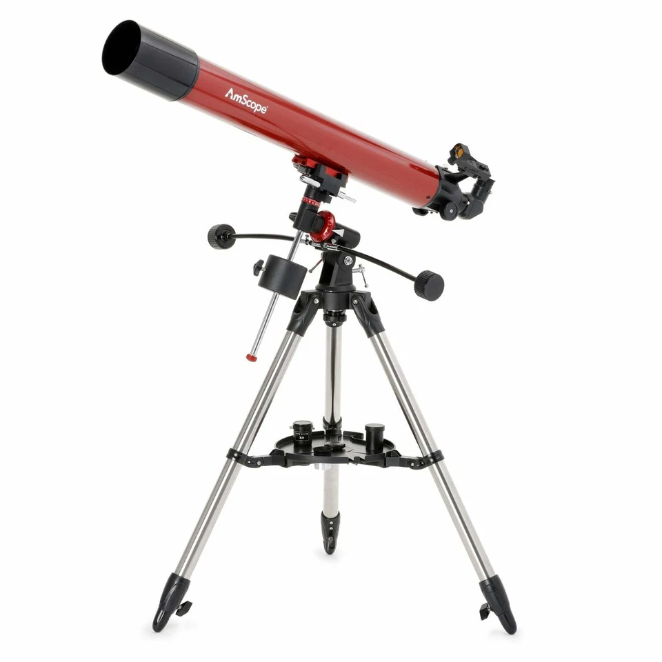 AmScope Refractor EQ Telescope 80mm Aperture, 900mm Focal Length +Red Dot Finder - Image 1 of 4