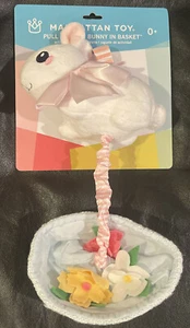 MANHATTAN TOY PULL MUSICAL BUNNY IN BASKET Lullaby Easter Baby Plush Toy NIB NEW - Picture 1 of 2