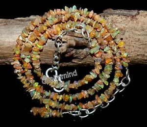 Natural Ethiopian opal chip necklace 3 to 4 mm opal necklace brown opal beads - Picture 1 of 5