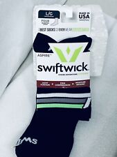 SWIFTWICK Pursuit 4 Quarter Crew Socks Black Green Stripe Large