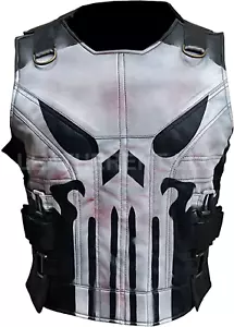 Men's War Skull Season 2 Jon Bernthal Casual Biker Style Real Leather Vest - Picture 1 of 3