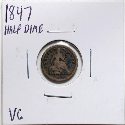 1847 H10C Seated Liberty Half Dime in VG Condition #08951 Cover