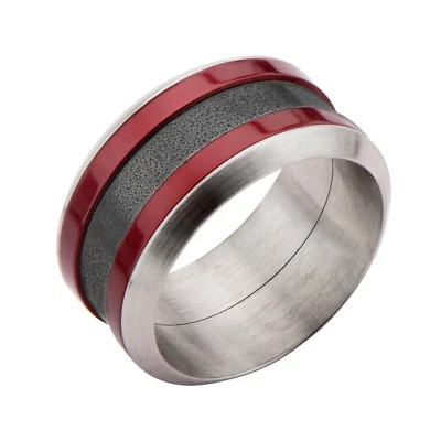 ANILLO HOMBRE INOX ROJO OSCURO CARMESÍ ACERO INOXIDABLE NEGRO OXIDADO TALLA 12 FR18354 Foto 1 de 4
