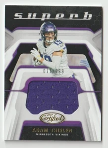 2019 Panini Certified Adam Thielen Superb #SU-AT #d/299 Patch Panthers WR - Picture 1 of 2