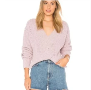 Free People Coco Cropped Chunky Knit Vneck Sweater Womens Small Twist Front Pink - Picture 1 of 11