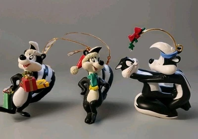 Hallmark 1998 Pepe Le Pew & Penelope Looney Tunes Keepsake Xmas Ornaments 3qty - Image 1 of 2