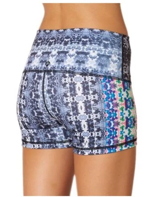 Prana Womens Luminate Yoga Biker Short Hydrobloom Low Rise Fold Over Small - Image 1 of 4
