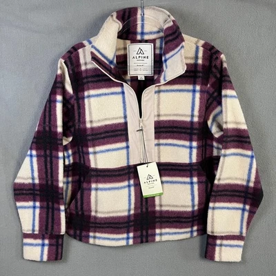 Alpine Design Women's 1/4 Zip Fleece Pullover Jacket Size M Burgundy Plaid NWT - Image 1 of 4
