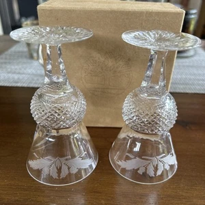 Vintage Edinburgh Crystal Wine Glasses Thistle pattern Pair 4.5" x 2.5" signed - Picture 1 of 9