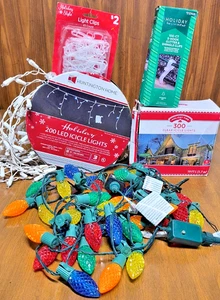 Christmas Outdoor String Lights With Clips Used Working - Picture 1 of 1