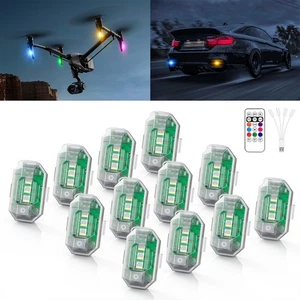 12x Wireless RGB LED Strobe Lights USB Rechargeable w/ Remote Control for Drone - Foto 1 di 23