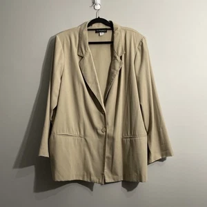 Sag Harbor Woman Tan Blazer 24W Plus Size Career Jacket Classic Lightweight - Picture 1 of 13