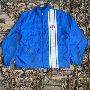 Vintage 60s Anton Racing Blue Striped Demon Heart Satin Pit Crew Jacket Size M - Picture 1 of 21