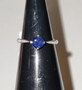 Blue Sapphire Ring. Sterling Silver - Picture 1 of 12