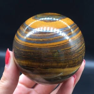 Natural Iron Tiger's Eye Sphere Quartz Crystal Ball Healing+Stand Reiki 55-61mm - Picture 1 of 9