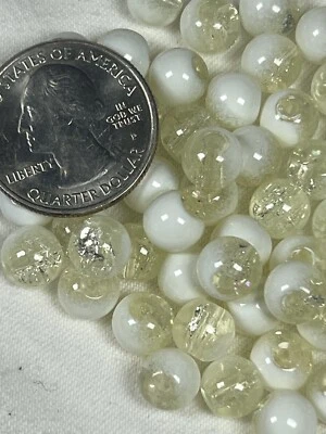 50 8mm Crackle Glass Beads Papaya Whip & White - Image 1 of 3