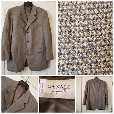 Canali Blazer Men 50R IT 40R US Brown Wool Cashmere Career Sport Coat Jacket - Image 1 of 4