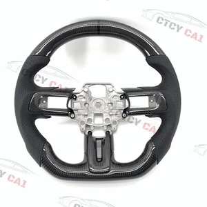 Custom Carbon Fiber Steering Wheel For 2018-2023 Ford Mustang perforated leather - Picture 1 of 9