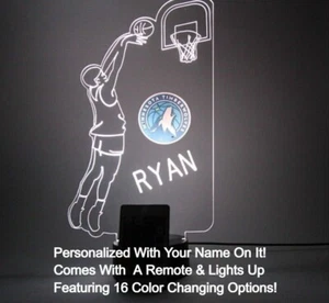 Minnesota Timberwolves NBA Basketball Player Light Up Lamp LED Personalized Free - Picture 1 of 12