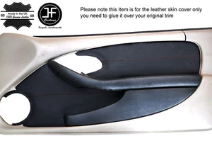 BLACK STITCH 2X FRONT DOOR CARD TRIM LEATHER COVERS FITS PONTIAC FIREBIRD 93-02 - Picture 1 of 3