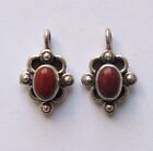 Red Jasper and Antiqued Sterling Silver Bali-Style Charm Drops - 2 PCS