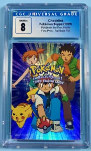 Pokemon Topps 1999 Checklist Rainbow Holo Foil CGC 8 LOW POP NM/Mint psa - Foto 1 di 4