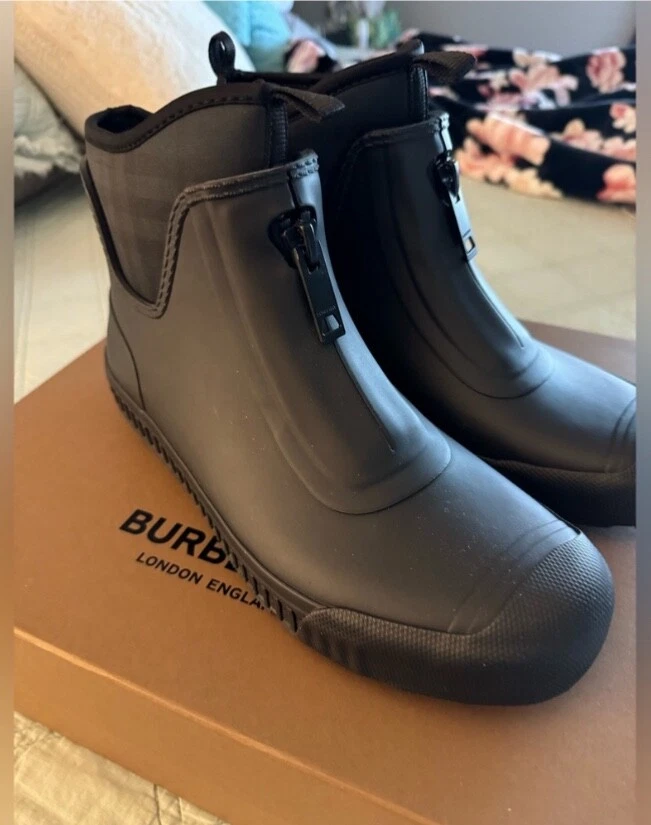 Burberry Rubber Women's Black/Charcoal Ankle Boots 8 US (38 Euro) 8045835