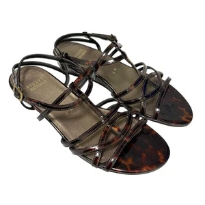 Stuart Weitzman Wedge Sandals Women's 6 M Tortoise Strappy Brown Heels Shoes - Imagen 1 de 12