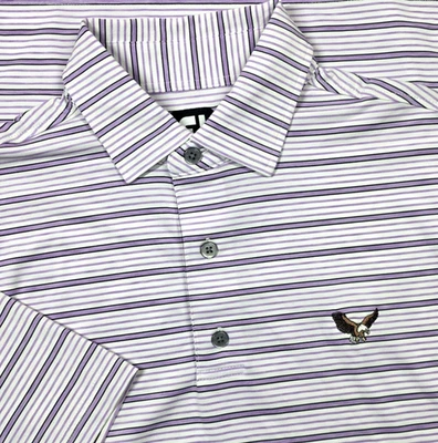 FootJoy FJ Mens L Short Sleeve Pink White Stripe Performance Golf Polo Shirt - Image 1 of 4