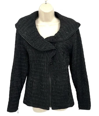 Samuel Dong Black Textured Moto Style Jacket Women’s Large Full Zip - Image 1 of 4