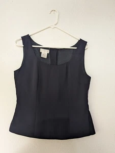 Vintage Jones New York Suit Formal Sleeveless Fitted Black Blouse Size 10 - Picture 1 of 18