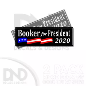 Paquete de 2 calcomanías adhesivas Booker for President 2020 Impeach Trump Bumper Cory NEGRAS - Imagen 1 de 2