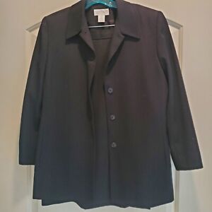 Lands End Black 100% Wool Blazer Suit Jacket Coat (10P)  And Skirt (6?) Women’s 