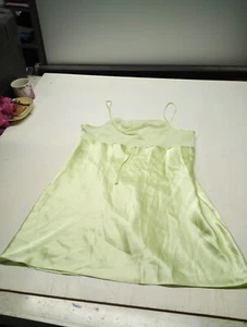DELICATES Silky Satin Chemise Lingerie Nightgown Slip Dress sz Large Green - Picture 1 of 5