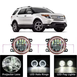 LED Fog Light Kit Angel Eye Rings DRL Daytime Running Lamp Fit For Ford Explorer - Picture 1 of 12