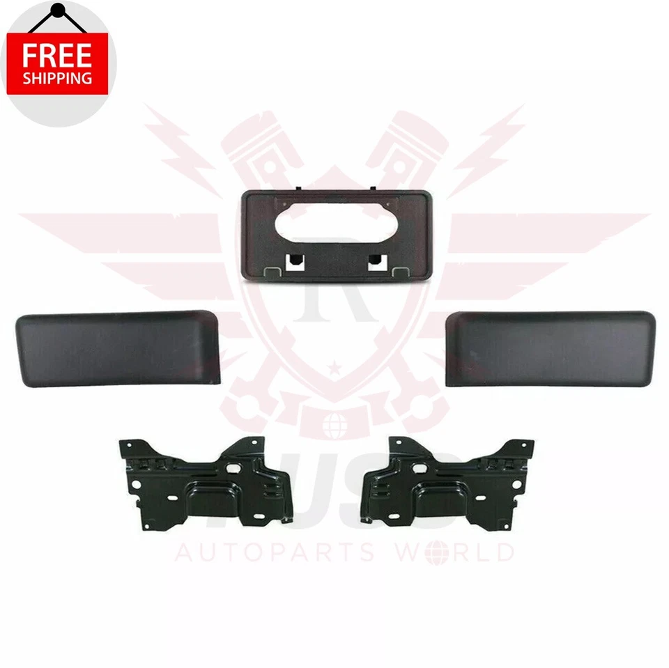 New Front Bumper Brackets + Guards + License Plate 5PC Fits 2009-2014 Ford F-150 Foto 1 de 4