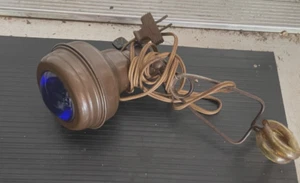 RARE Vintage Art Deco Reading Lamp (Clamp on) fisheye Bullet-Shaped/ Blue Lens - Picture 1 of 5