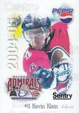 2004-05 Milwaukee Admirals Pepsi #10 Kevin Klein