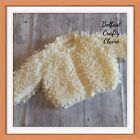 Beautiful Hand Knitted Baby Loopy Cardigan - Coat - Cream Yellow - 0-6 Mths