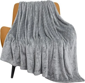 Soft Cozy Gray Fleece Blanket Throw Lightweight Fuzzy Comfy Warm Plush 50 x - Picture 1 of 8