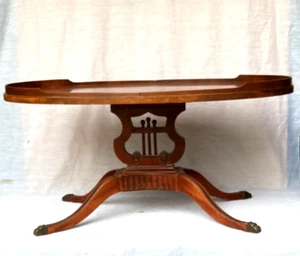 2 Antique MERSMAN Oval Mahogany Wood Coffee Table & 3 Tier Plant Stand - Rare!! - Picture 1 of 7