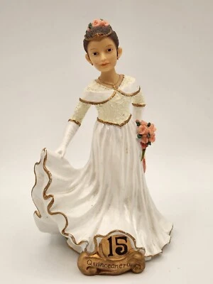 Figura Niña Quinceañera Decoración de Pasteles 15º Cumpleaños Resina 6" x 3 1/2" ~ENVÍO GRATUITO Foto 1 de 4